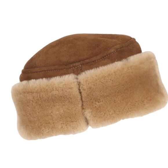 ASTON Other - Aston Syracuse 100% Shearling Pill Box Hat Size Large in Castano Brown Tan